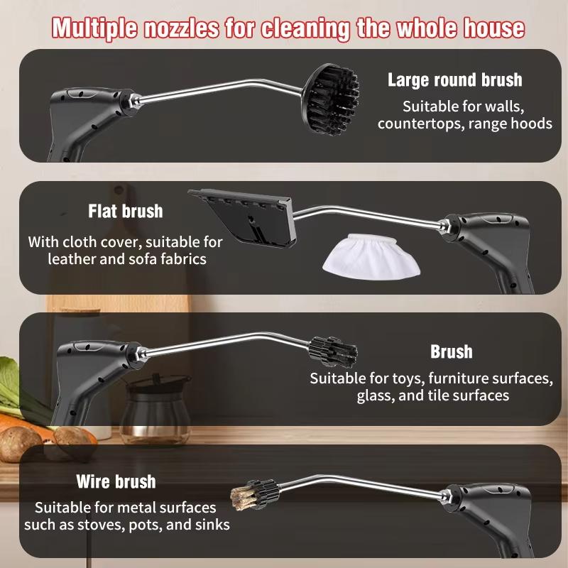 YAERDUN 1500W High Temperature Steam Cleaner Smart Digital Kitchen Hood Bathroom Cleaning Machine, Size: 110V US Plug(Black White)