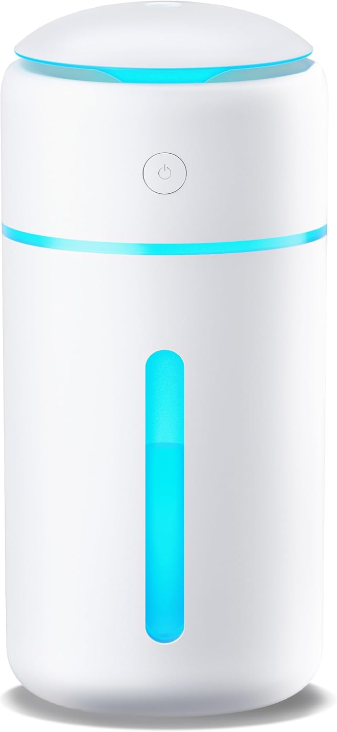 加湿器 卓上 小型 【 2025新設計・銀イオン抗菌加工】 卓上加湿器 除菌 超音波 コードレス USB-C充電式 大容量バッテリー かしつき 静音 自動停止機能 7色RGBライト 車用 加湿機 一人暮らし デスク 寝室 オフィス 子供部屋 水溶性アロマ対応 次亜塩素酸水対応 乾燥対策 花粉症対策 (ホワイト)